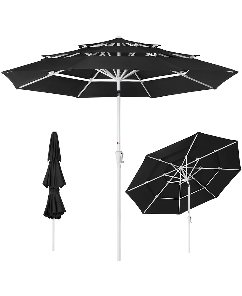 Best Choice Products 10ft 3-Tier Patio Umbrella White Pole, Outdoor Market Steel Pole