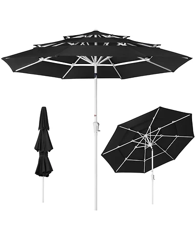 Best Choice Products 10ft 3-Tier Patio Umbrella White Pole, Outdoor Market Steel Pole