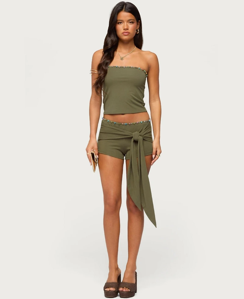 Edikted Women's Monroah Beaded Strapless Top