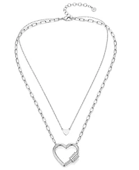 And Now This Cubic Zirconia Double Layered Strand Heart Necklace