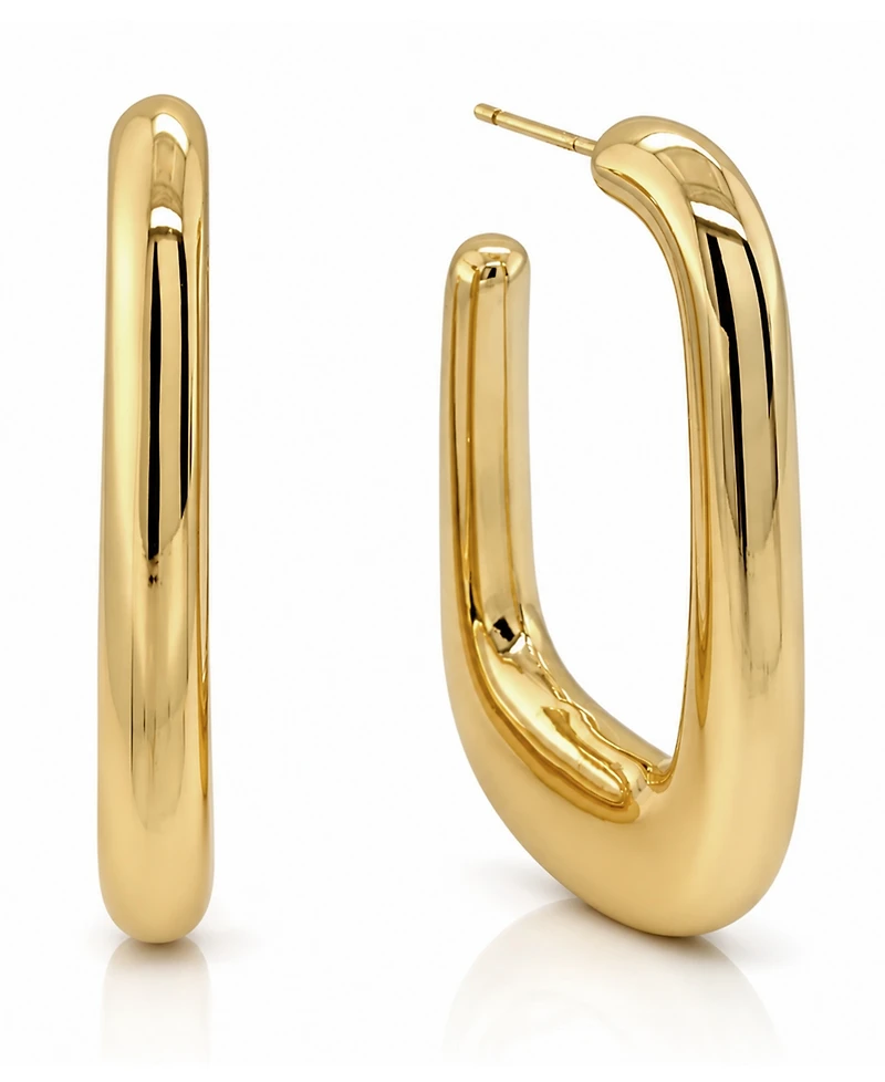 And Now This Silver, Gold Plated Brass Puff Dimensional Hoop Earring