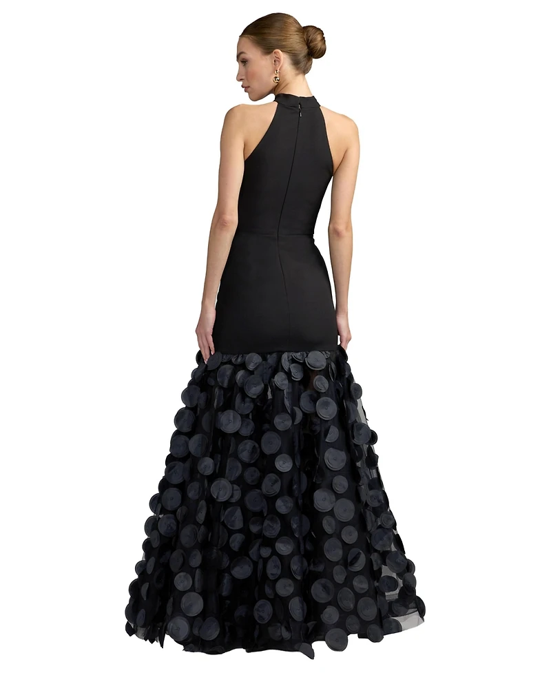 Mac Duggal Women's Halter Rosette Ball Gown