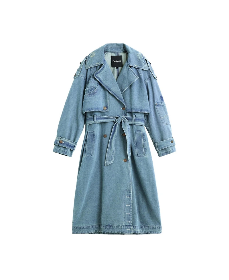 Desigual Women's Long Denim Trench Coat