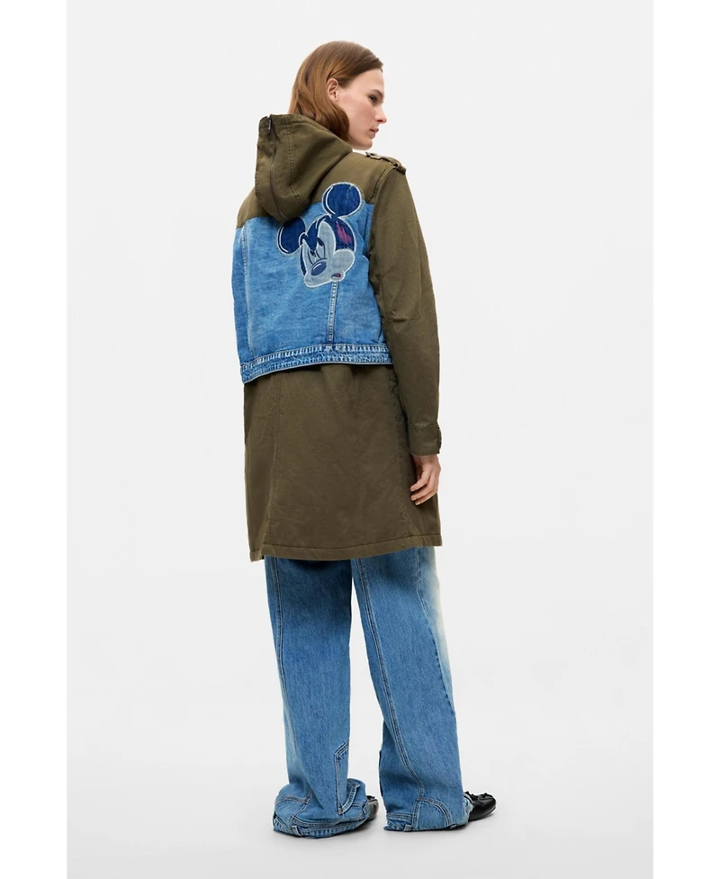 Desigual Women's Hooded Disney Mickey Mouse Print Parka