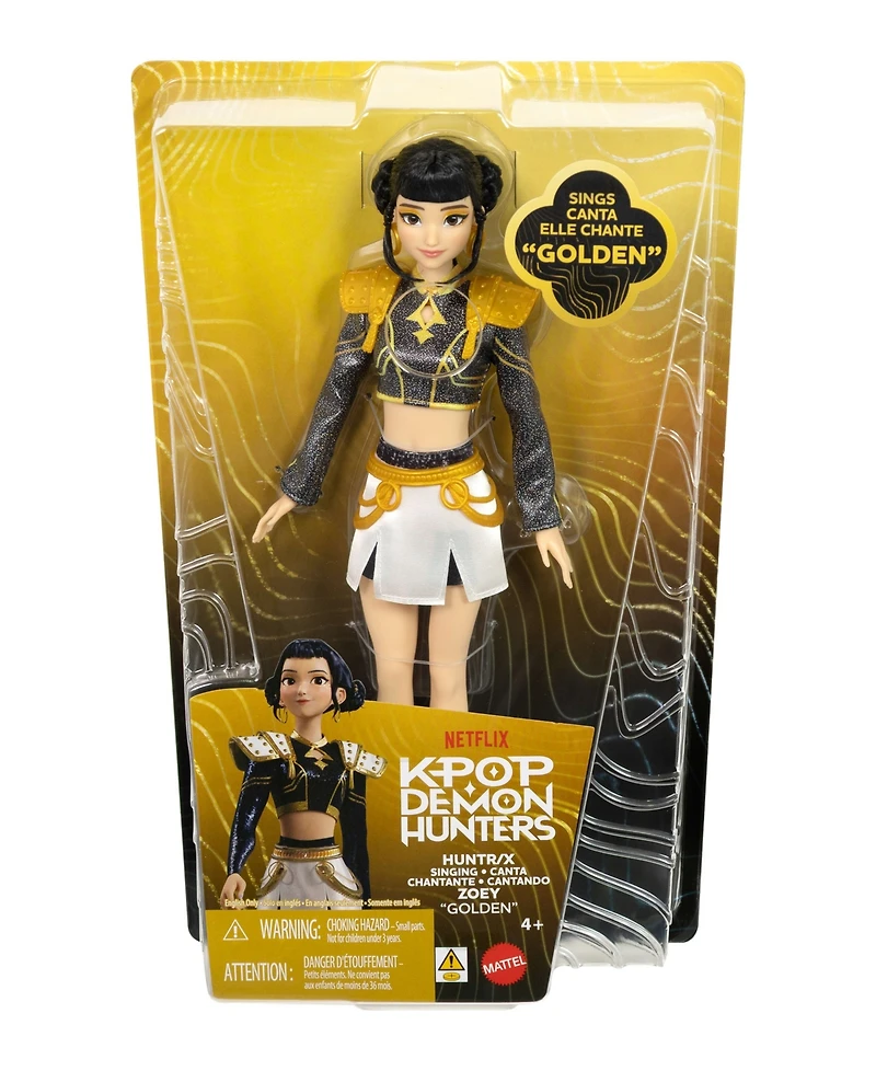 Kpop Demon Hunters Zoey Golden 12.75" Singing Doll with 5 Posable Joints, Ages 4+