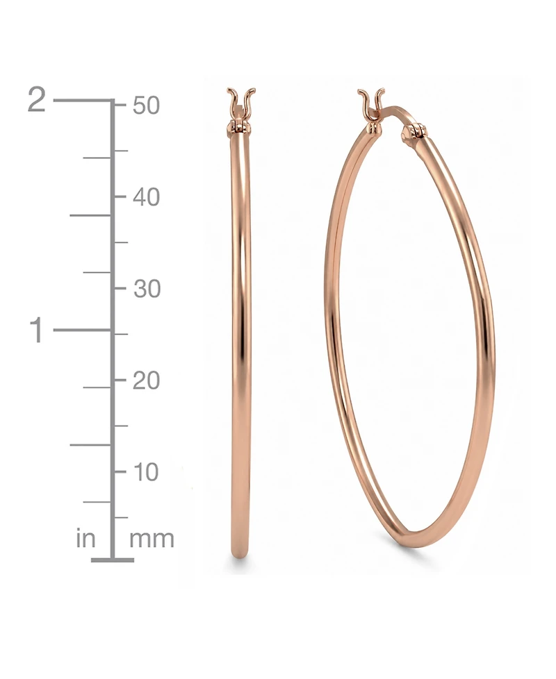 And Now This Large Rose Gold Plated Polished Oval Medium Hoop Earrings , 2"