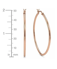 And Now This Large Rose Gold Plated Polished Oval Medium Hoop Earrings , 2"
