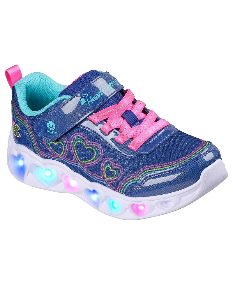 Skechers Little Girls Heart Lights - Bubble Love Light-Up Stay-Put Closure Sneakers from Finish Line