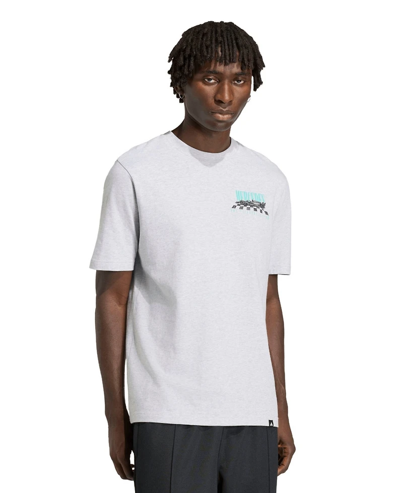 Adidas Men's Heather Gray Mercedes-amg Petronas F1 Team Angled Graphic T-Shirt