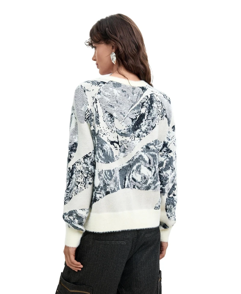 Desigual Women's M. C. Lacroix Floral-Print Jacquard Button-Front Cardigan