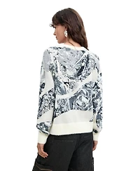 Desigual Women's M. C. Lacroix Floral-Print Jacquard Button-Front Cardigan
