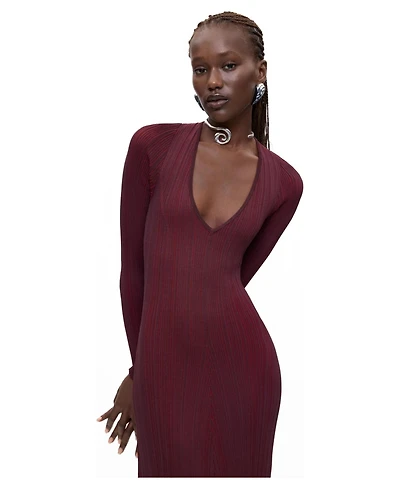 Desigual Women's Long-Sleeve Fitted Ribbed-Knit Sweater Dress