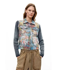 Desigual Women's Printed Short Denim Jacket