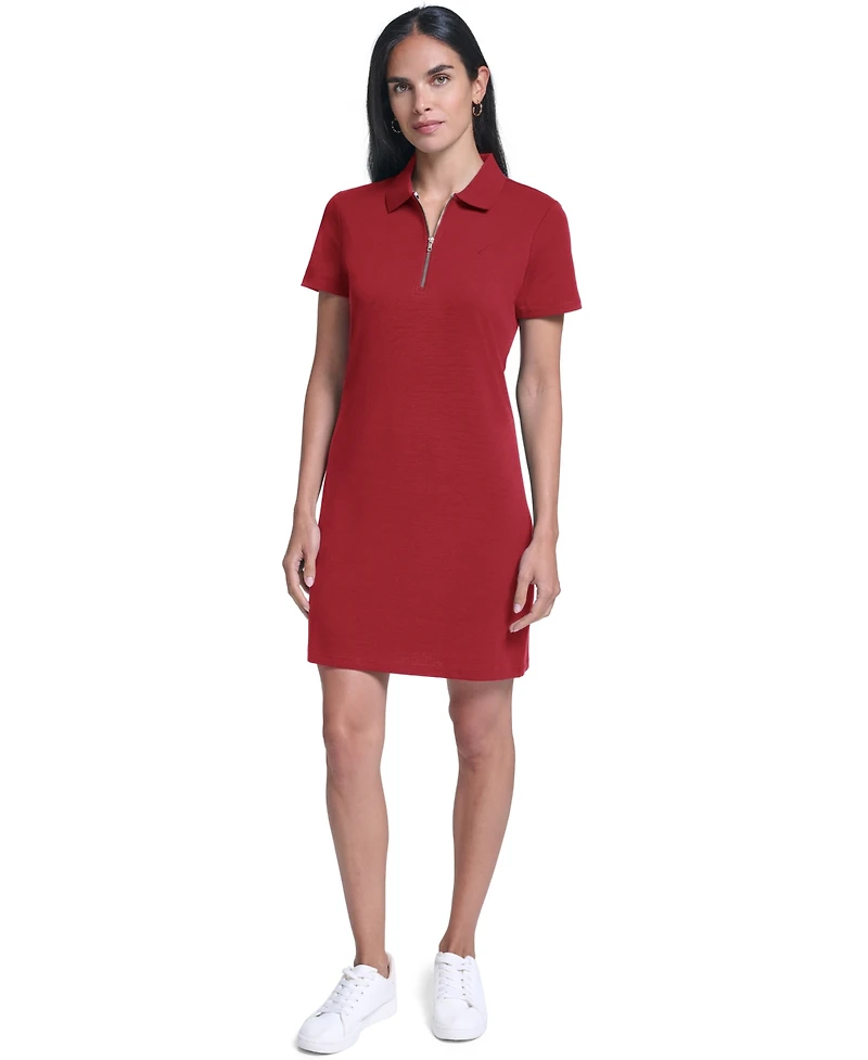 Nautica Women's Short-Sleeve Zip Polo Dress