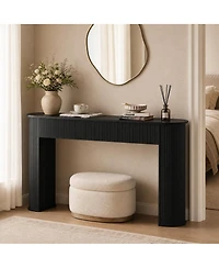 gaomon Fluted Console Table, 59 Inch Wood Mid Century Modern Entryway Sofa Table for Living Room or Hallway