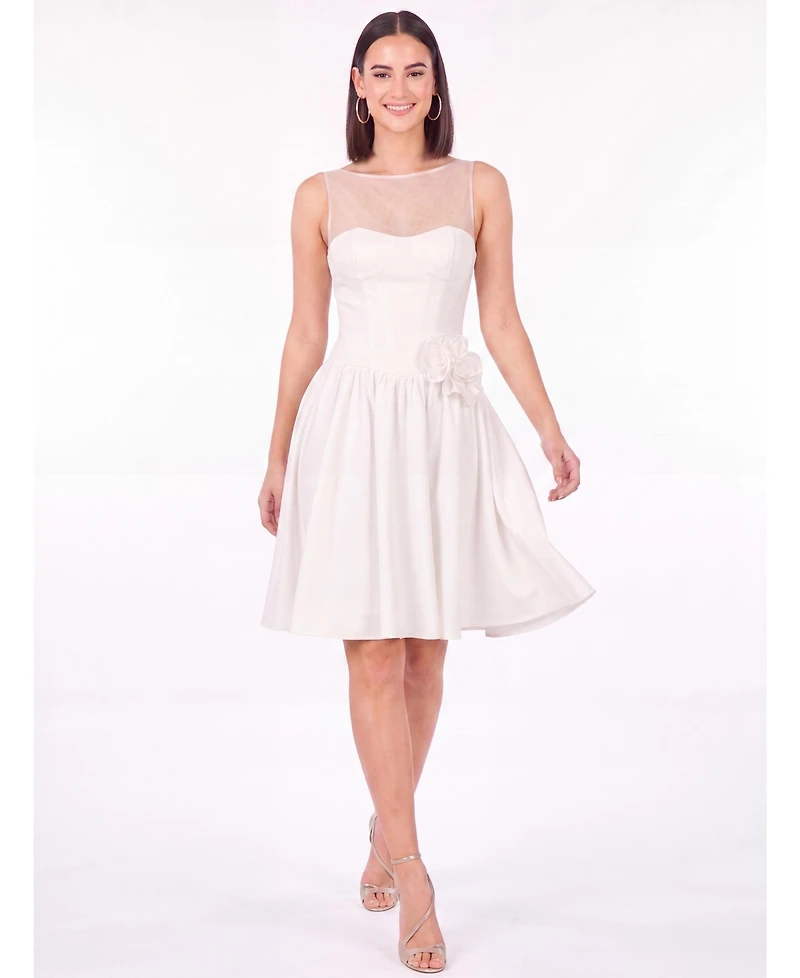 Lara Women's Illusion Neck Bridal Midi Dress