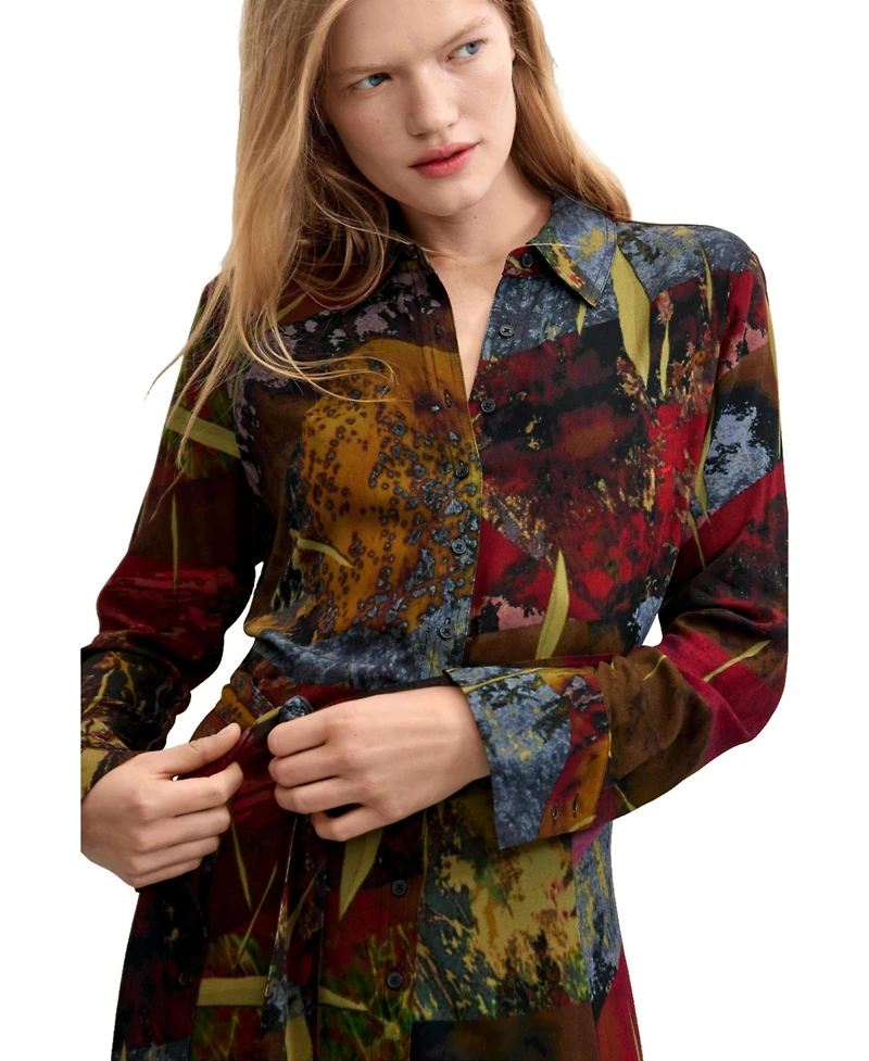 Desigual Women's Long-Sleeve Belted Midi Dress