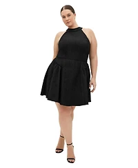 City Chic Women's Plus Halter Jacquard Mini Dress