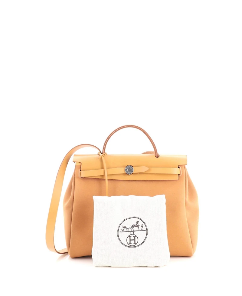 Pre-Owned Hermes 31 Herbag Zip Verso Leather and Toile