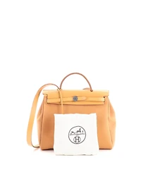 Pre-Owned Hermes 31 Herbag Zip Verso Leather and Toile