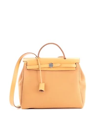 Pre-Owned Hermes 31 Herbag Zip Verso Leather and Toile