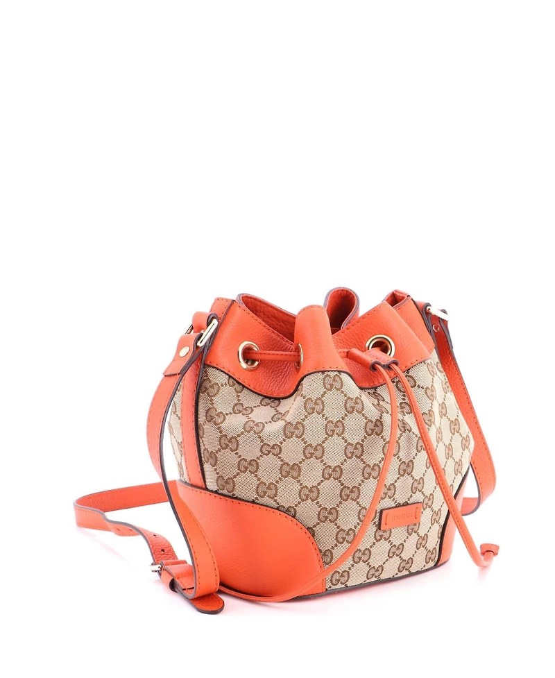 Pre-Owned Gucci Small Classic Bucket Bag Gg Canvas with Leather