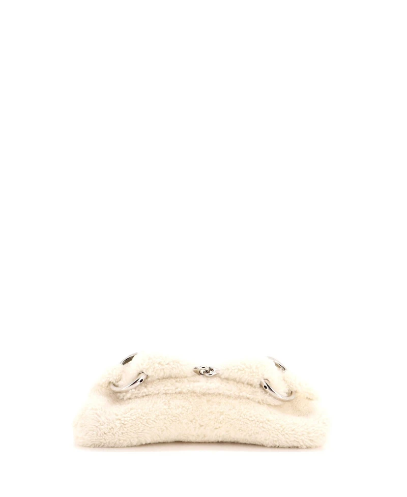 Pre-Owned Gucci Medium Horsebit Chain Shoulder Bag Shearling