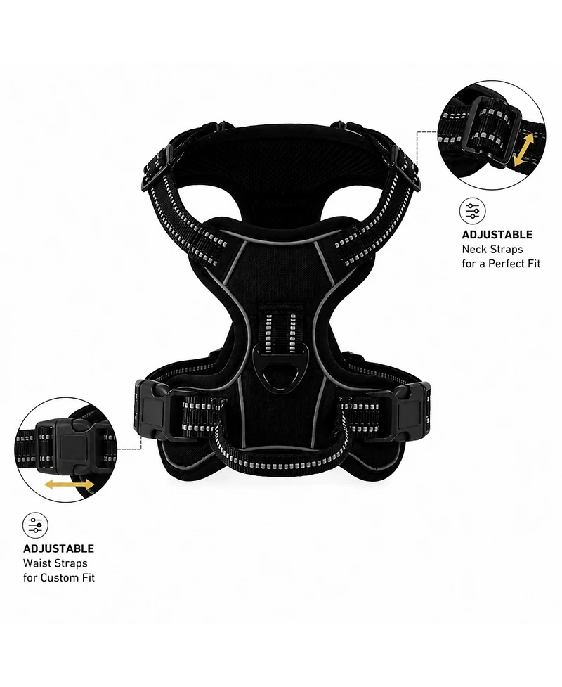 ProMounts Reflective No Pull Dog Harness with Front and Back Leash Clips