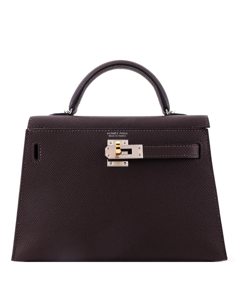 Pre-Owned Hermes Kelly 20 Handbag Brown Epsom with Electrum Hardware
