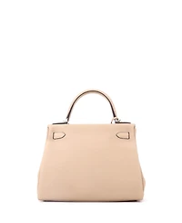 Pre-Owned Hermes Kelly 28 Handbag Light Clemence with Palladium Hardware