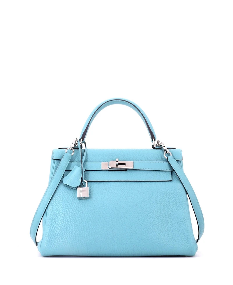 Pre-Owned HERMES Kelly Handbag Clemence with Palladium Hardware