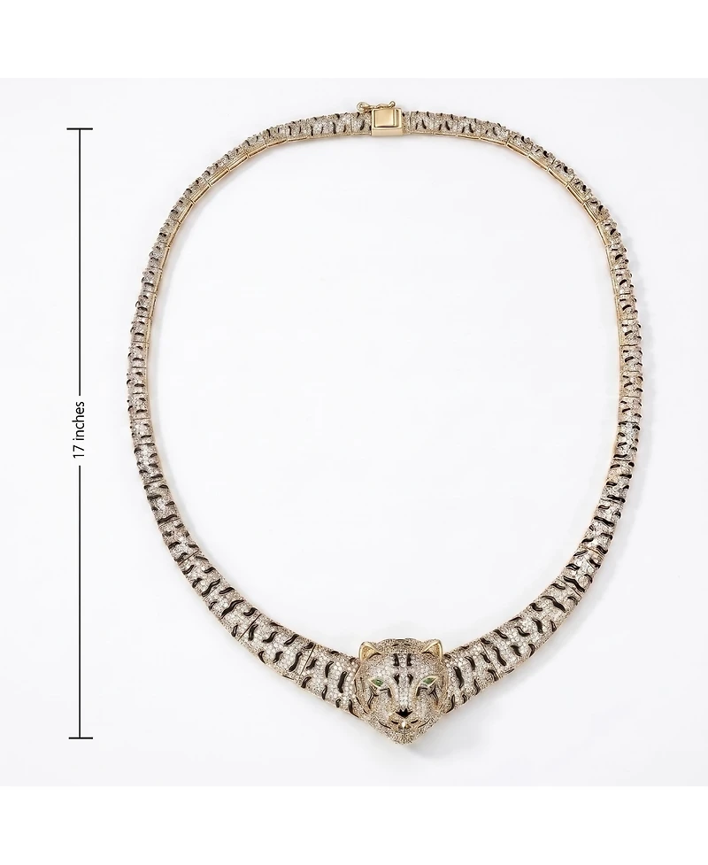Glamorous 14K Gold Plated Necklace with Cubic Zirconia Leopard Design