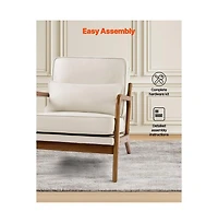 Slickblue Modern Upholstered Armchair with Wood Legs and Thick Cushion Seat