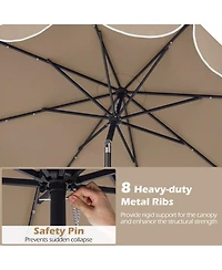 Sugift 9 Feet Scalloped Solar Patio Market Table Umbrella with 24 Led Lights and 30degree(s) Tilt