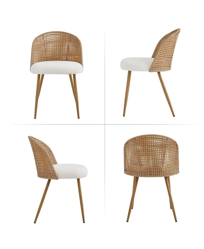 Clihome Modern Farmhouse Wicker Soft Dining Chairs Set of 2