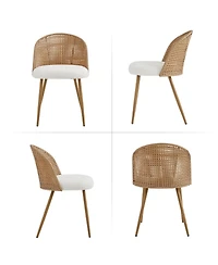 Clihome Modern Farmhouse Wicker Soft Dining Chairs Set of 2