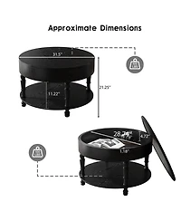 Clihome 31.5" Modern Round Coffee Table with Storage for Living Room,Adjustable Leveling Feet, Easy Assembly