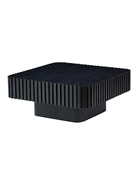 Clihome Handcraft Drum Coffee Table Square for Living Room, Small Wooden with Sturdy