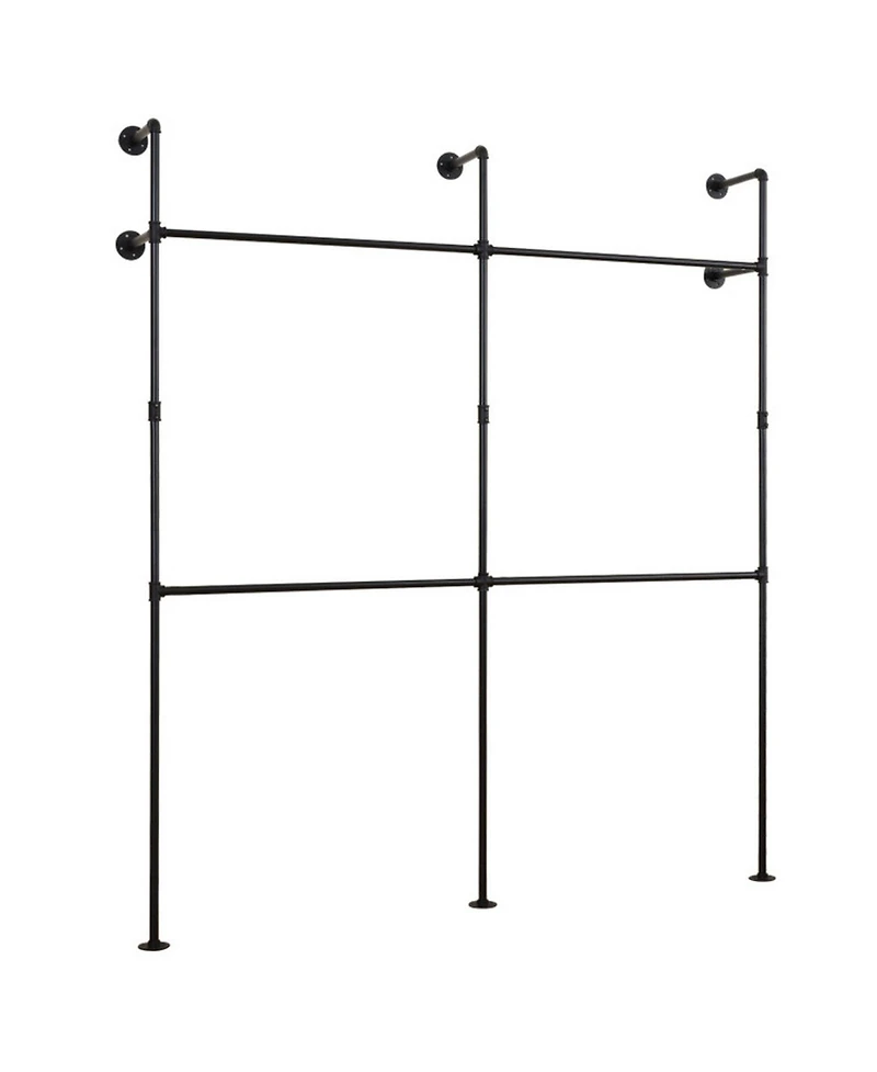 Hongge 9-Inch Double Tier Pipe Clothing Rack for Wall Mounting