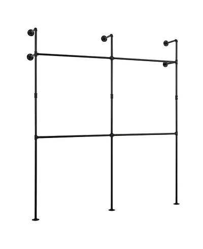 Hongge 9-Inch Double Tier Pipe Clothing Rack for Wall Mounting