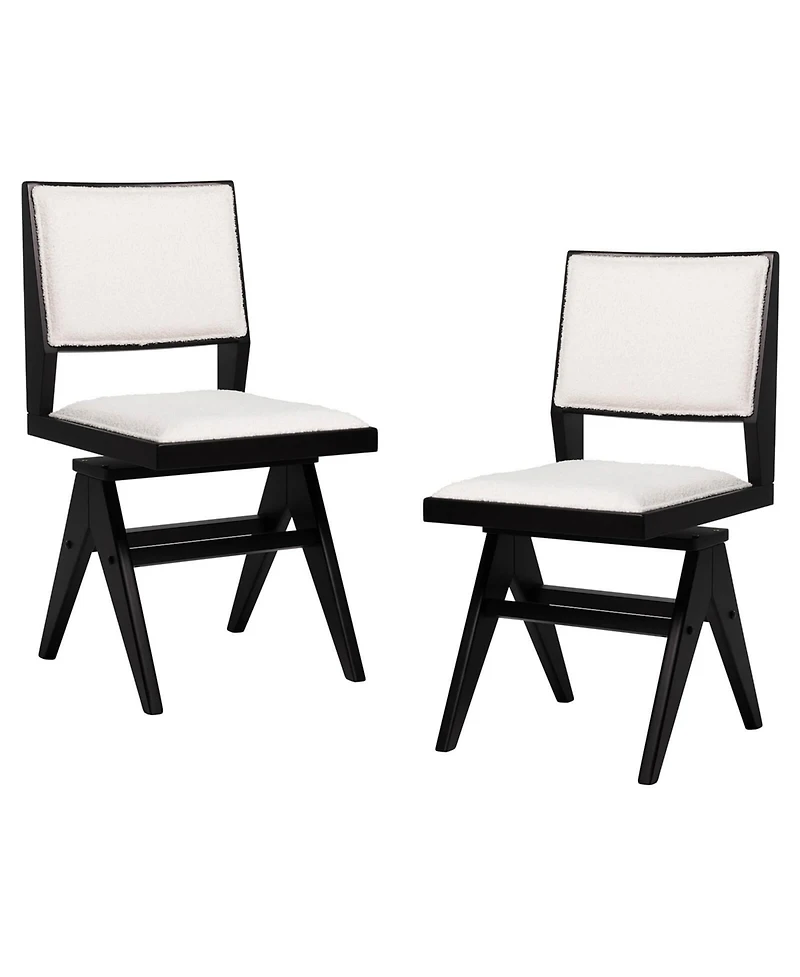 Costway Mid Century Modern Dining Chairs Set of 2 Faux Shearling Upholstered Dinner Chairs