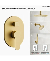 Everstein Ceiling Mount High-Pressure Rainfall Shower Faucet Dual Showerheads System with Rough-in Valve Handheld