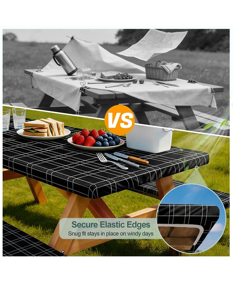 Piscifun Waterproof Windproof Picnic Table and Bench Cover Set with Storage Bag