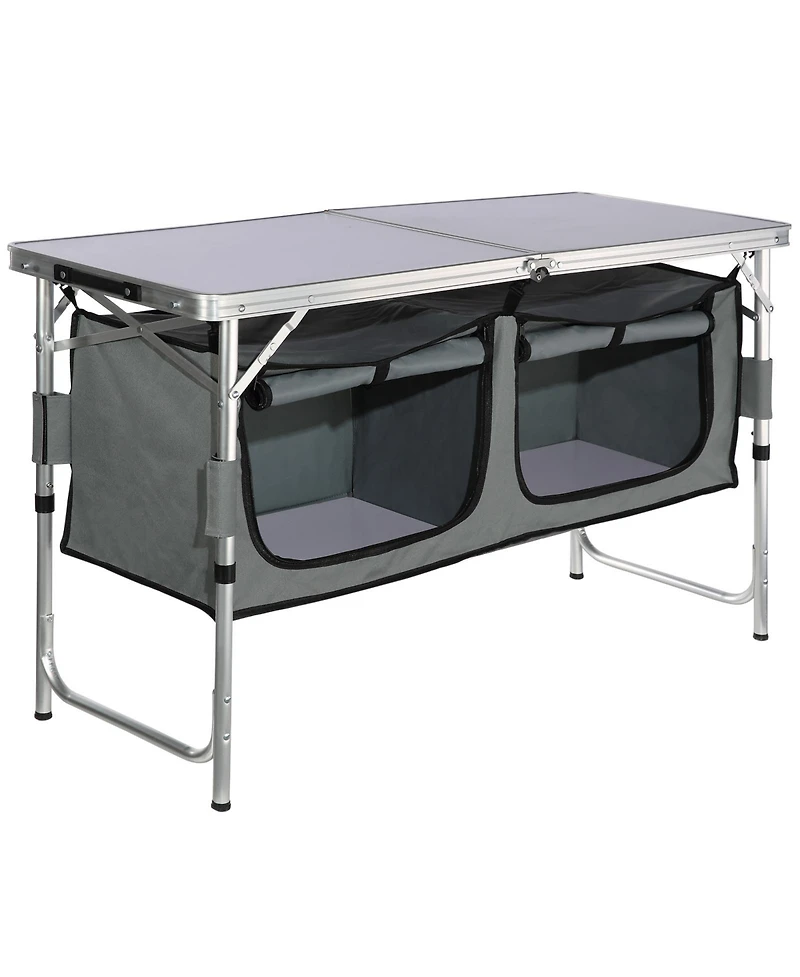 Hongge Quick Setup Folding Camping Kitchen Table 47.2 x 18.5 in with 3 Adjustable Heights and Carry Bag