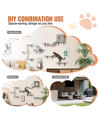 Sugift 6-Piece Wall Mounted Cat Shelves with 2 Jumping Boards Hammock Sofa Cat Tree Cat Grip Up to 40 lbs