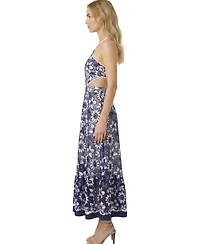 Modenaire Women's Embroidered Floral Halter Midi Dress