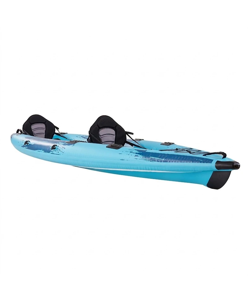 Hongge 2-Person Inflatable Recreational Kayak 700 lbs Capacity with Drop-Stitch Floor Paddles and Hand Pump