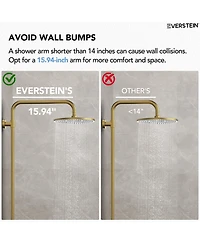 Everstein Wall Mount Pressure-Balanced Shower System 10" Rainfall Head with Slider Bar Handheld Spray