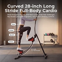 Sunny Health & Fitness Smart Adjustable Curved Step Climber with 27.6" Long Stride, 4 Incline Levels and Trainer-Led Workouts via SunnyFit App
