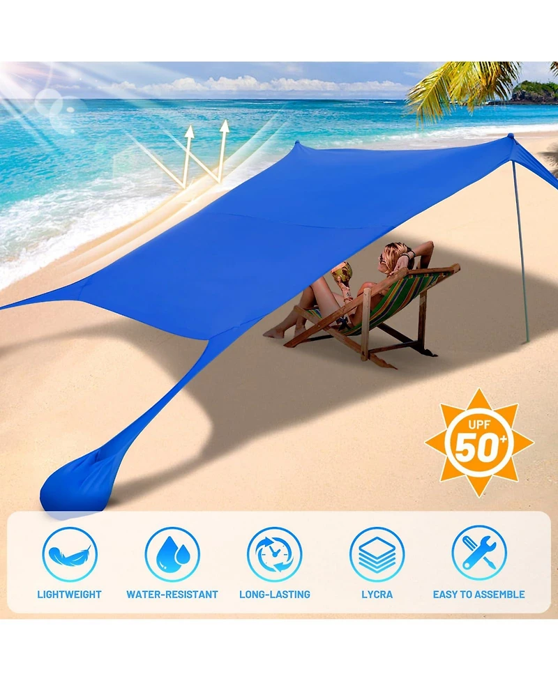 Aofar Beach Tent Sun Shade Pop Up Shelter 4 Poles Carry Bag Outdoor Camping Fishing Yard